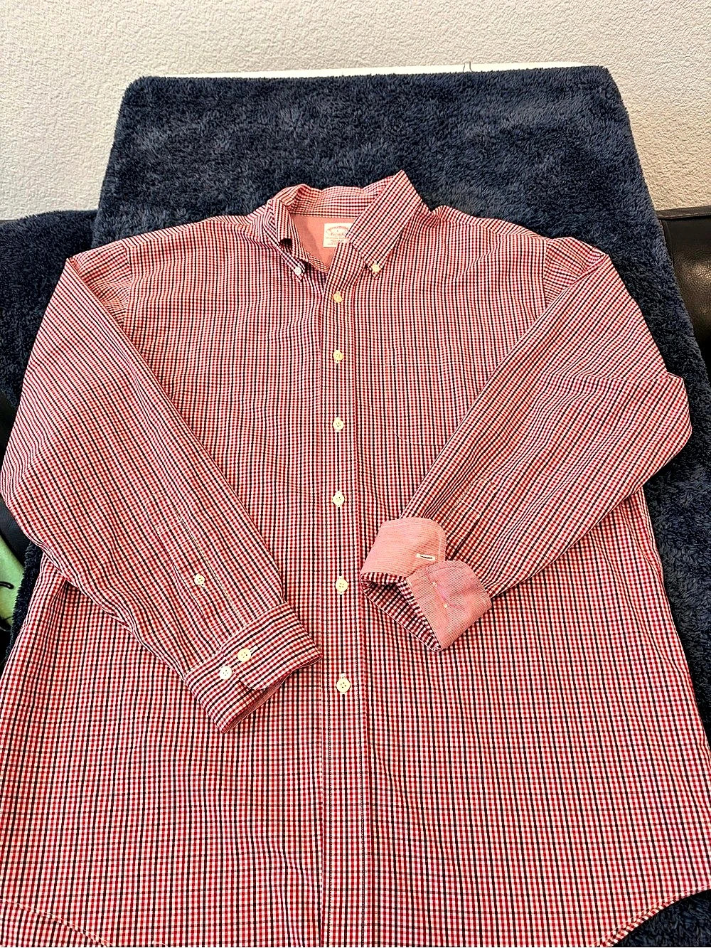 Brooks Brothers Classic Fit Gingham Button Down Red & White Large Like New